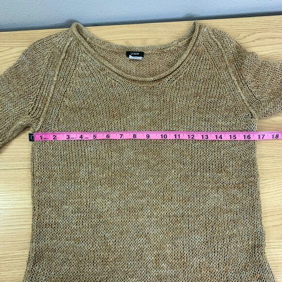 J Crew Womens Size XS Linen Blend Crochet Knit Short Sleeve Sweater Coastal Boho - Picture 4 of 5